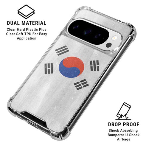 South Korean Flag Distressed Google Pixel 10 Pro Clear Case